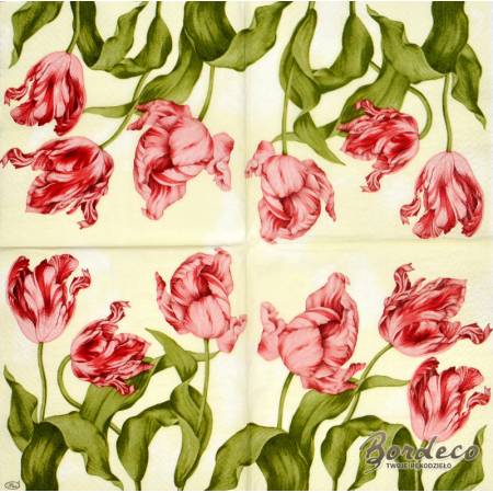 Serwetka do decoupage tulipany czerwone 33x33 PAW